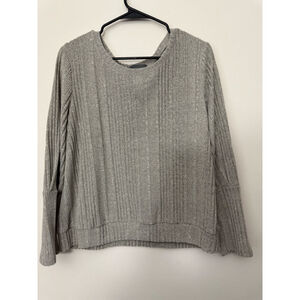 Women's Sunday in Brooklyn Gray Ribbed Long Sleeve sweater XL